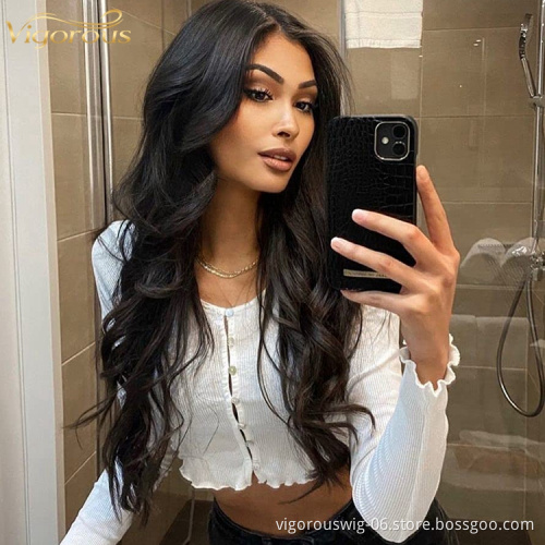 Vigorous Dark Brown Synthetic Wigs for Women Long Wavy Right Side Parting None Lace Heat Resistant Replacement Wig 24 inch 2#